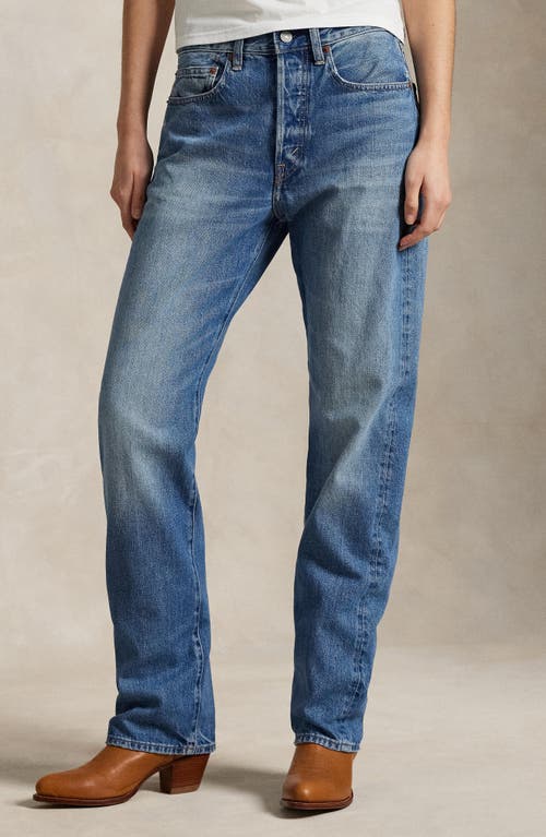 Polo Ralph Lauren Classic High-waisted Jeans With Frayed Hem And Flattering Fit In Lebec Wash