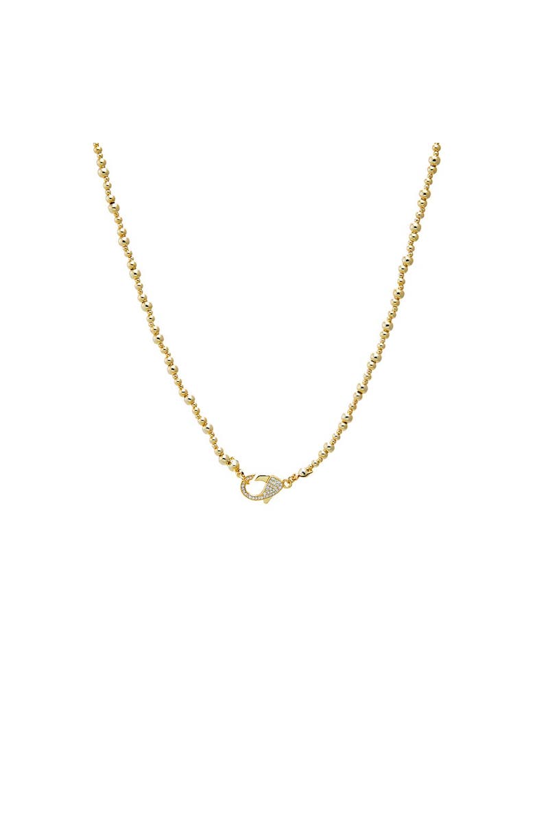 BY ADINA EDEN Beaded Ball Chain Pavé Lock Necklace, Main, color, 