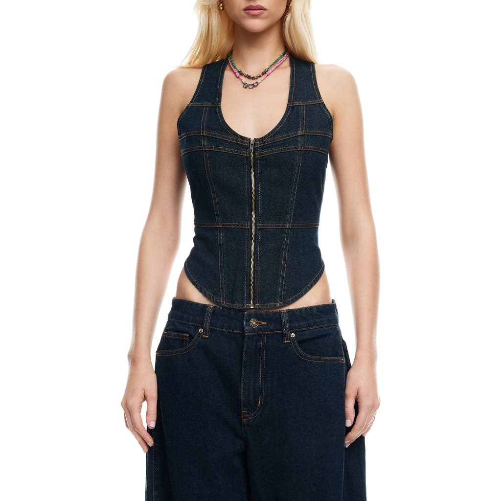 LIONESS LIONESS WESTWOOD DENIM ZIP TOP