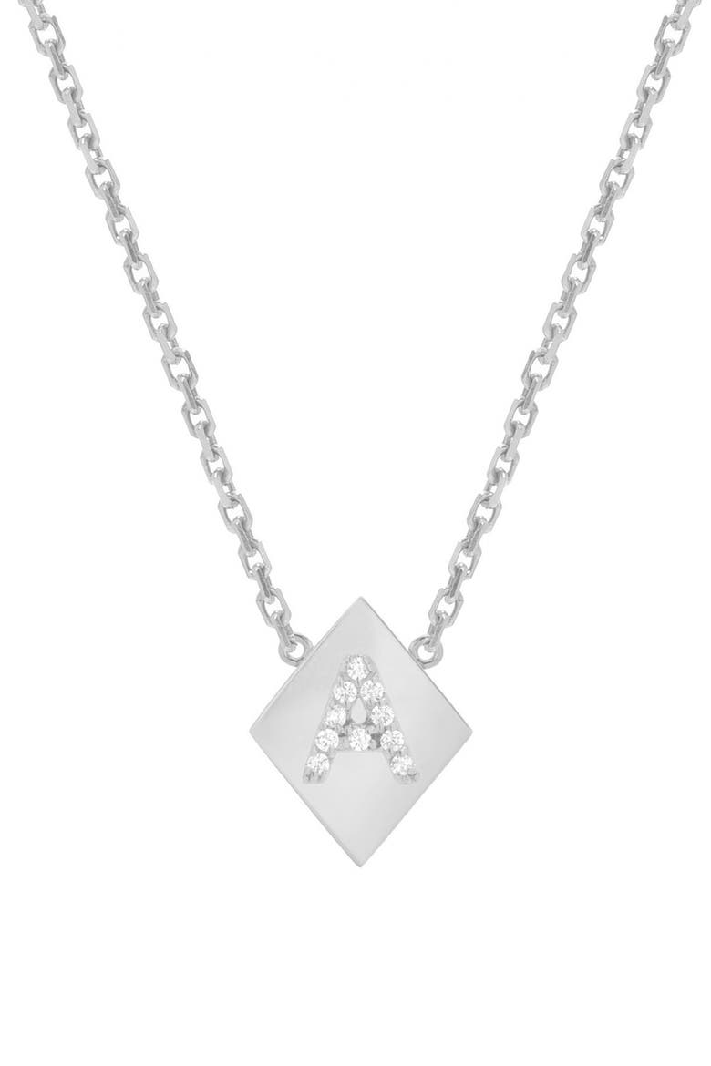 Framed Diamond Initial Pendant Necklace, Main, color, WHITE GOLD-A