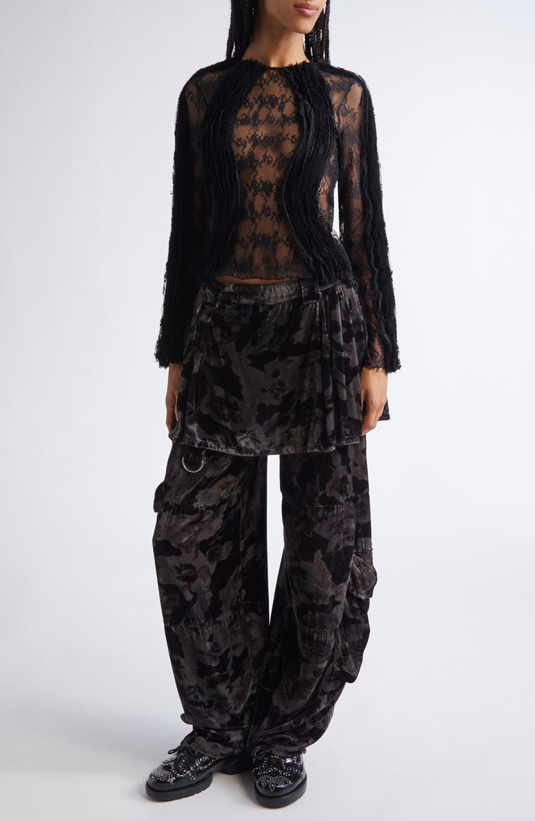 Collina Strada Wavy Dandelion Lace Top, Alternate, color, Black