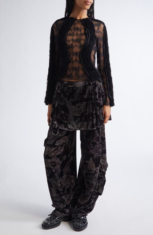 Collina Strada Wavy Dandelion Lace Top In Black