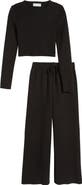 Petal & Pup Ayers Long Sleeve Rib Top & Wide Leg Pants