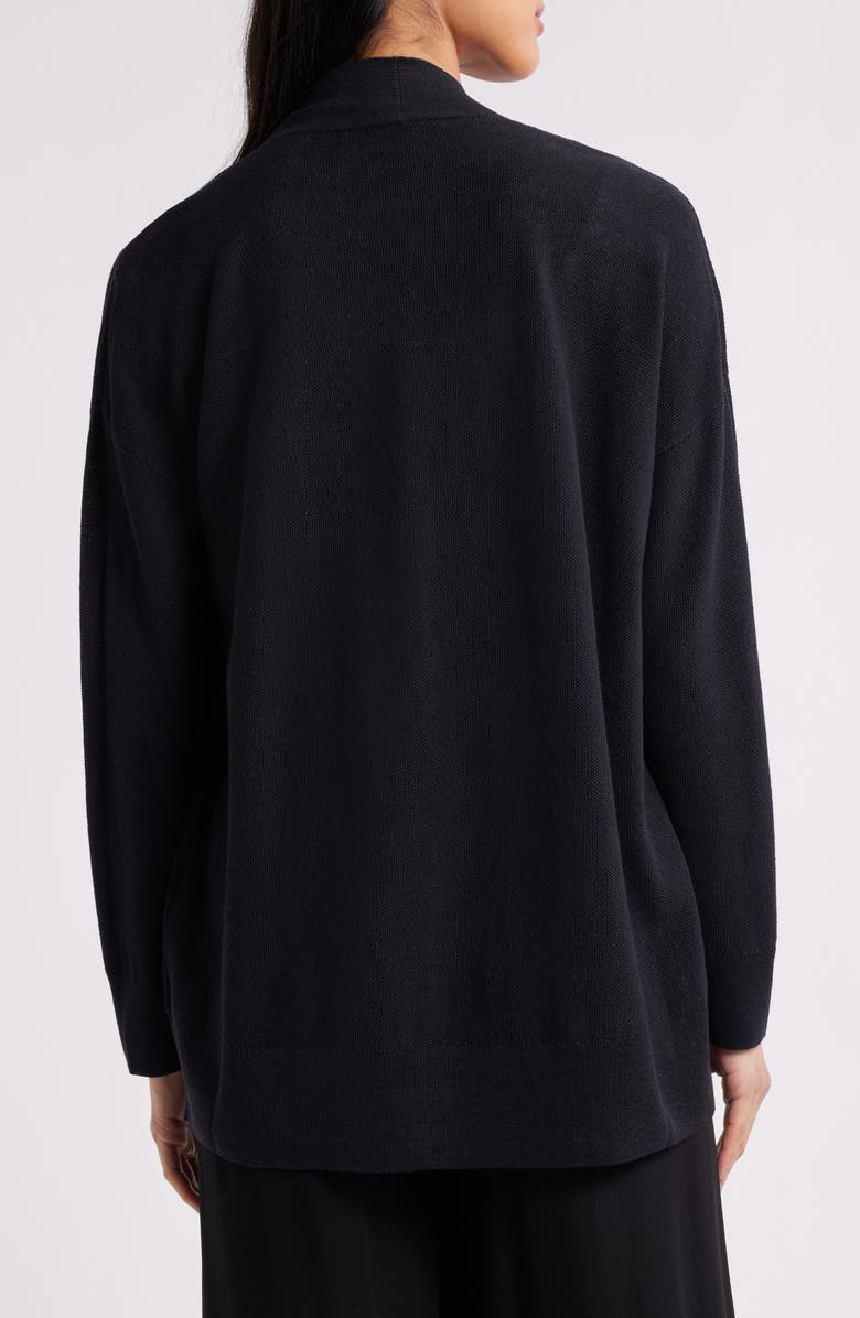 Eileen Fisher Organic Linen Blend Open Front Cardigan, Alternate, color, Black