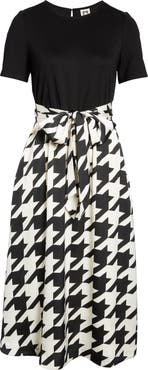 Anne Klein Houndstooth A-Line Midi Dress