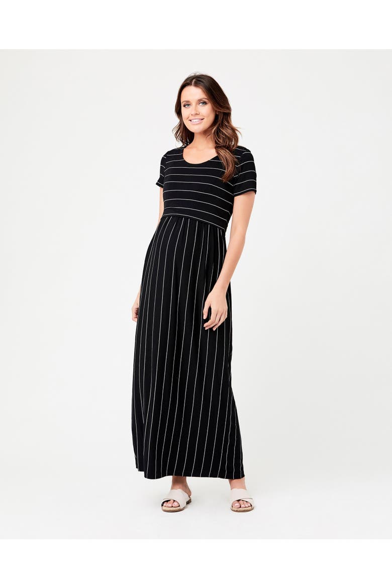 Maxi Crop Top Nursing Dress, Alternate, color, Black / Flint