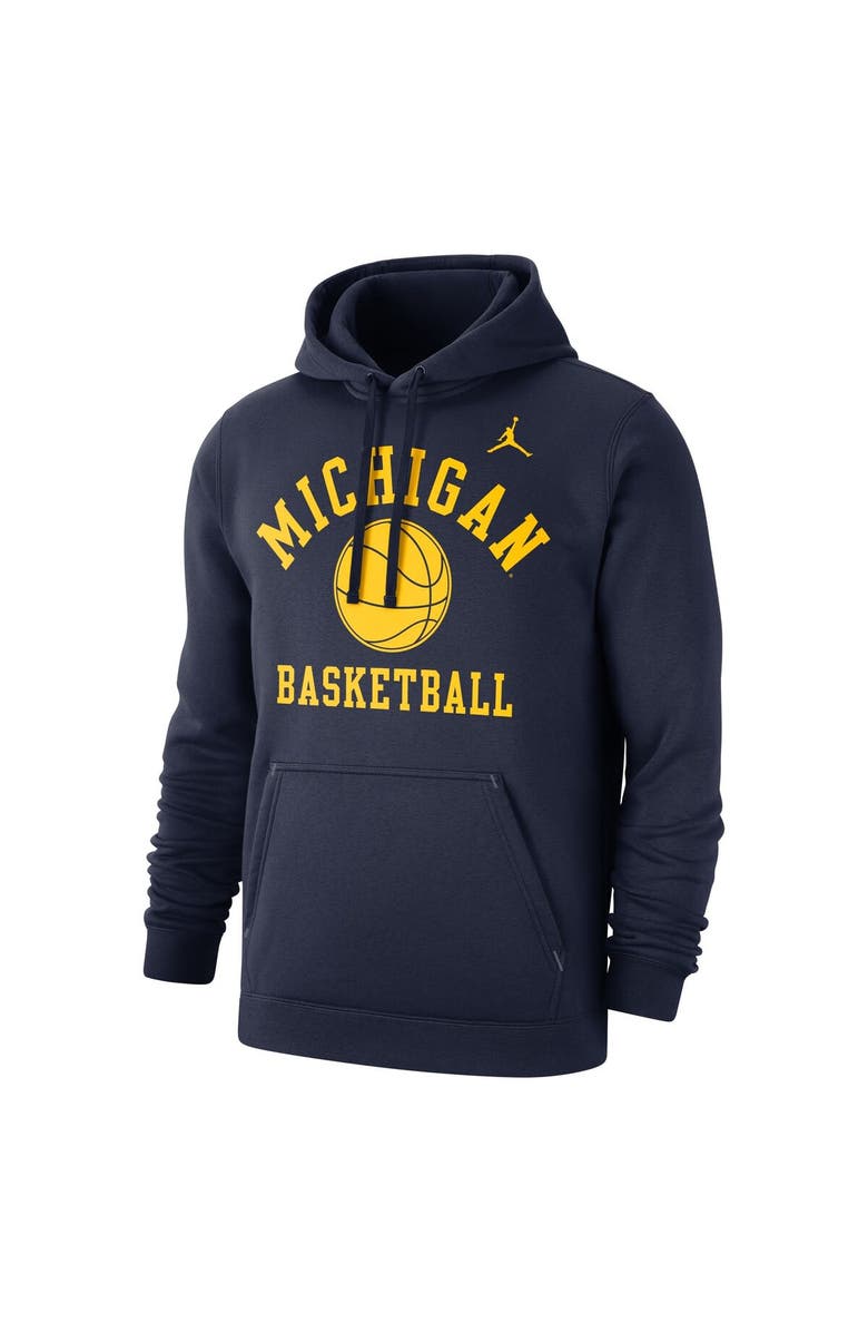 Nike Men's Jordan Brand Navy Michigan Wolverines Basketball Club Fleece Pullover Hoodie, Alternate, color, 