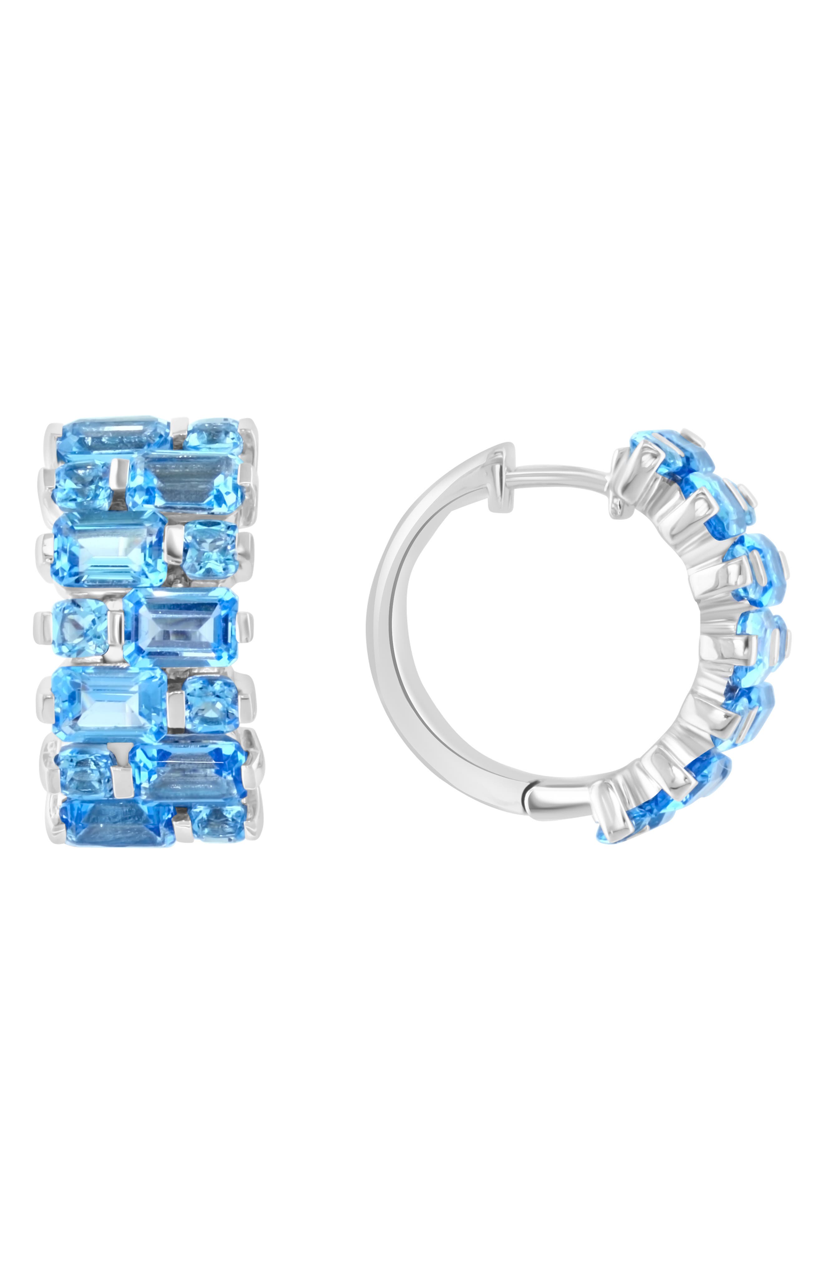 EFFY Sterling Silver Blue Topaz Huggie Hoop Earrings