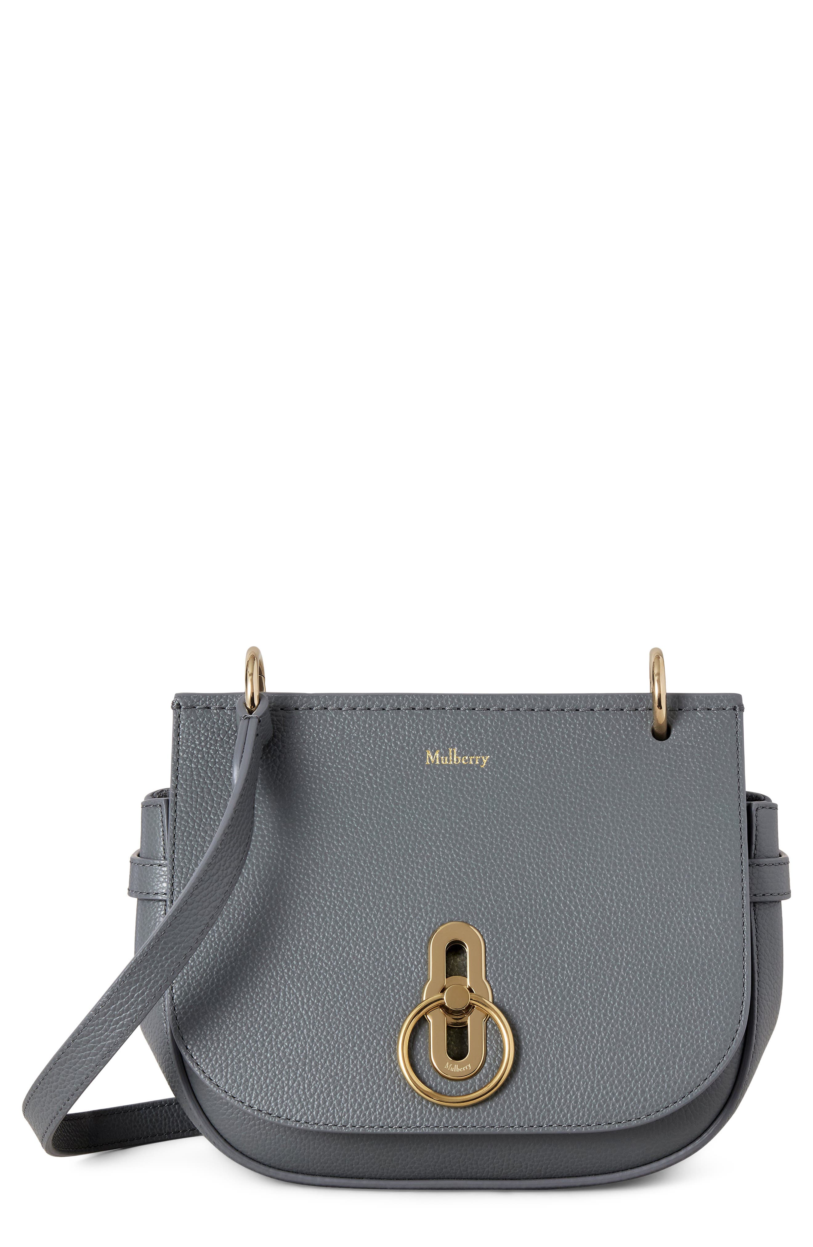 Small Amberley Leather Satchel, Main, color, FOGGY GREY