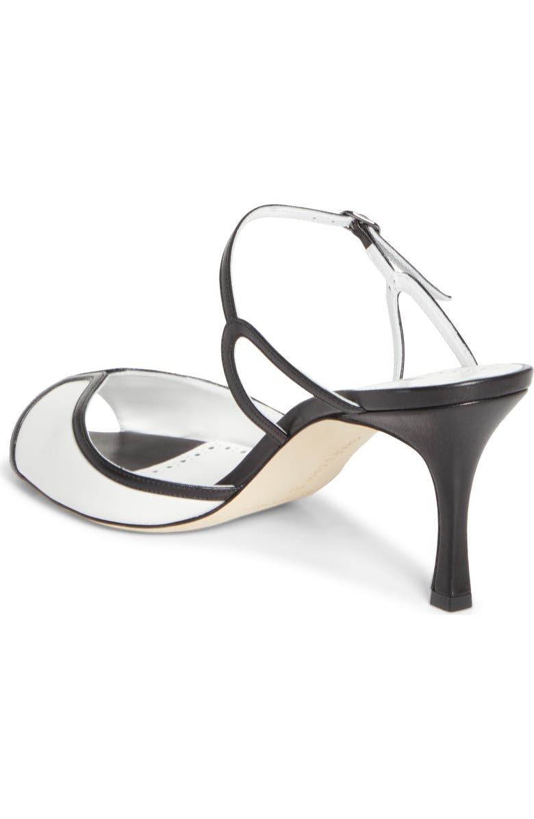 Manolo Blahnik Versari Slide Sandal, Alternate, color, White/ Black