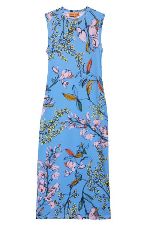 Shop Stine Goya Floral Sleeveless Stretch Jersey Dress In Spring Mimosa