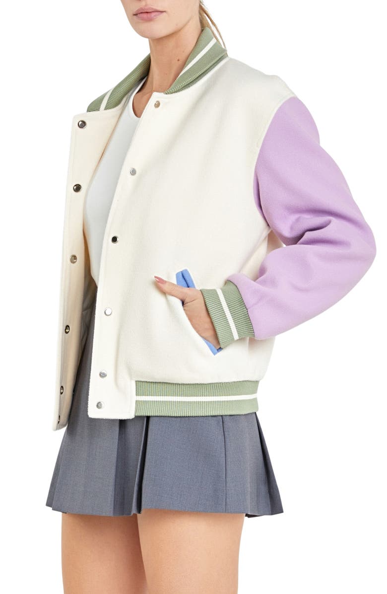 English Factory Colorblock Bomber Jacket, Alternate, color, 