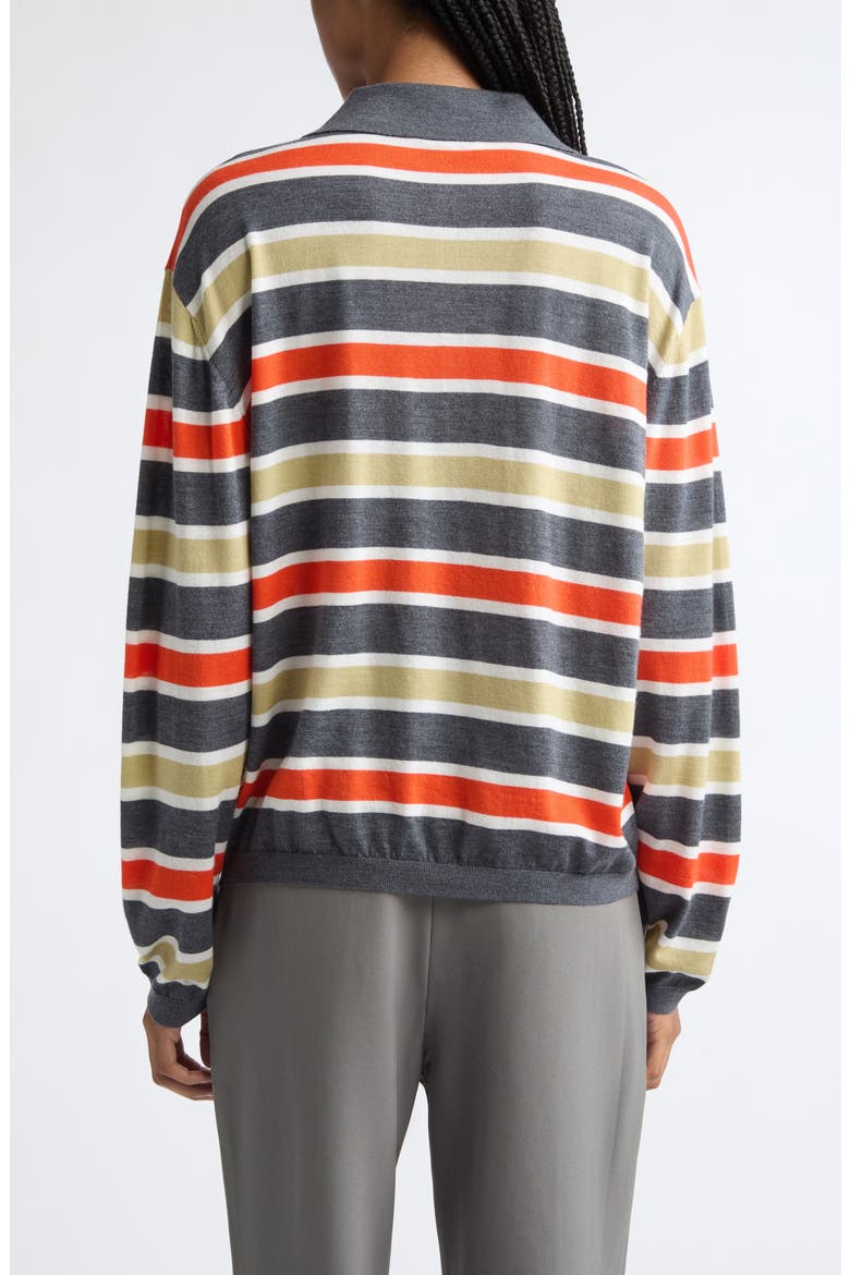 Ryan Stripe Merino Wool Polo Sweater, Alternate, color, CHARCOAL MELANGE