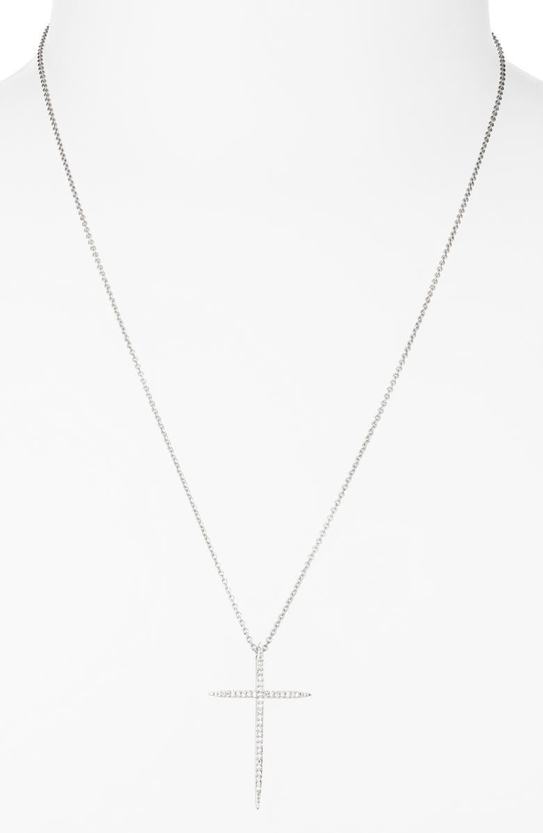Nadri Pavé Cubic Zirconia Cross Pendant Necklace, Alternate, color, 