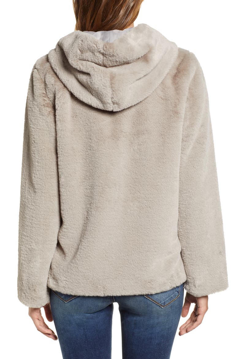 Faux Fur O-Ring Jacket, Alternate, color, GREY