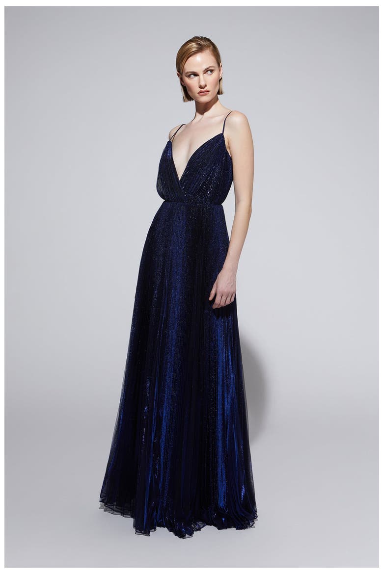 Zellie Crystal Jersey Gown, Alternate, color, Sapphire Stone