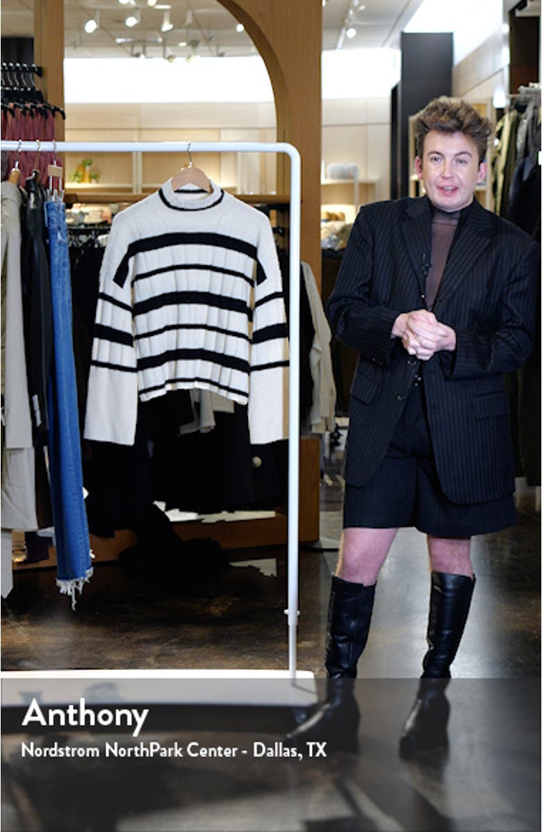 Stripe Rib Cashmere & Wool Blend Funnel Neck Sweater, sales video thumbnail