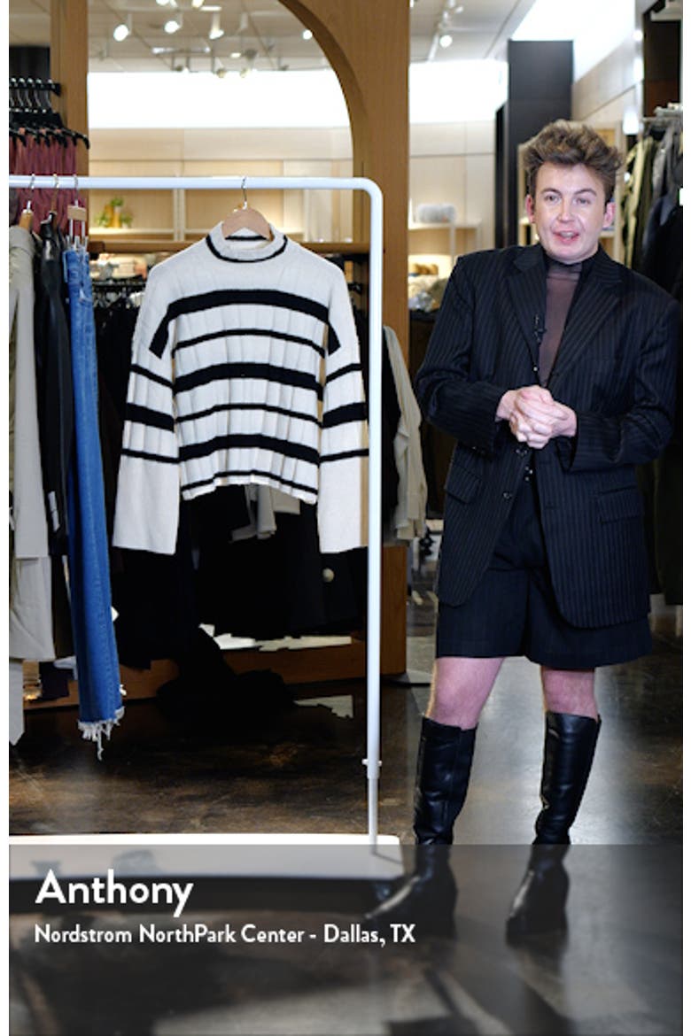 Stripe Rib Cashmere & Wool Blend Funnel Neck Sweater video