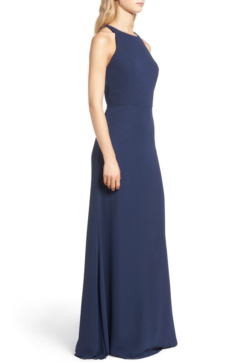 Crewneck Chiffon Gown, Alternate, color, INDIGO