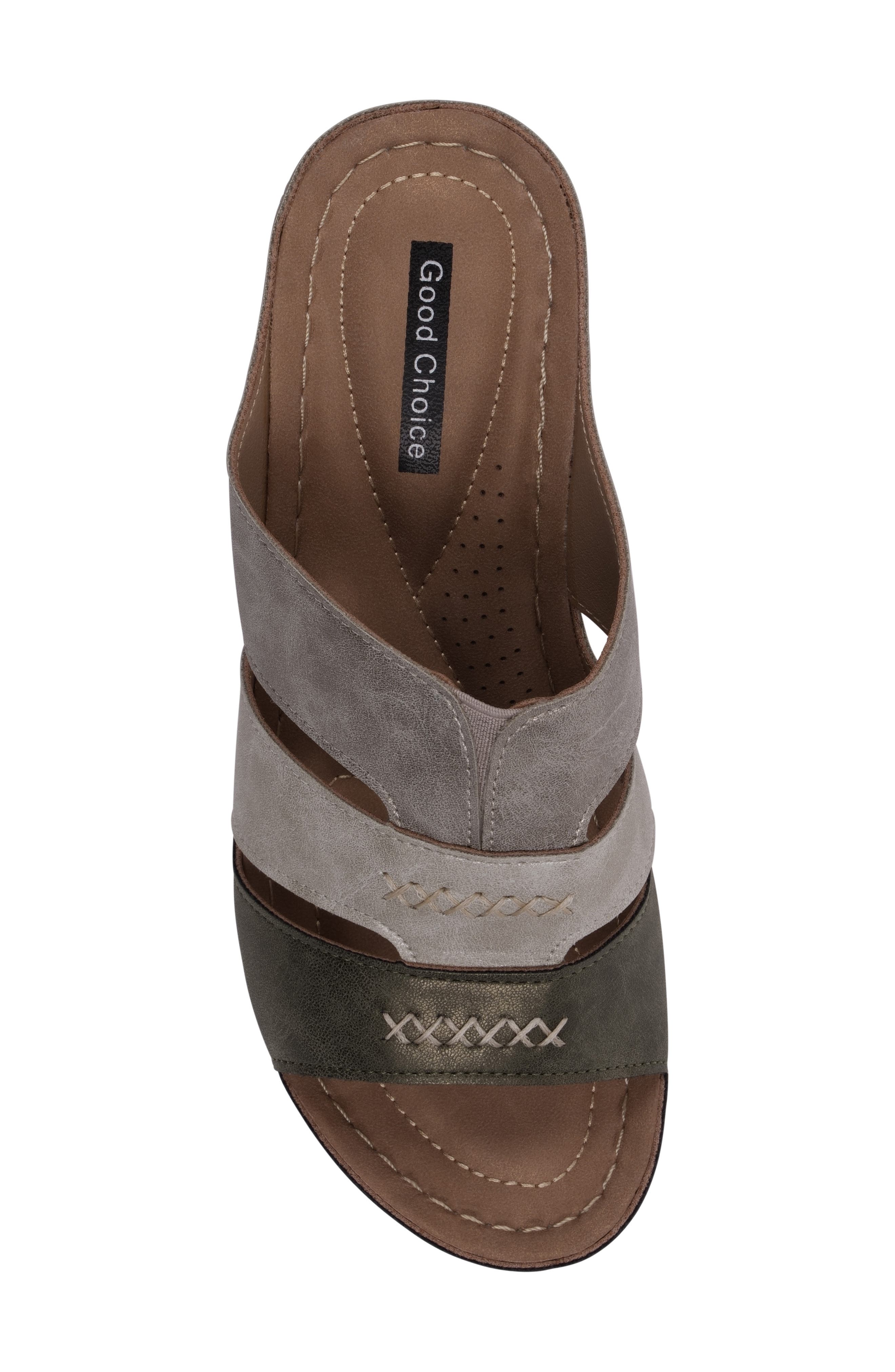 GOOD CHOICE NEW YORK Delores Platform Wedge Slide Sandal, Alternate, color, Khaki Multi