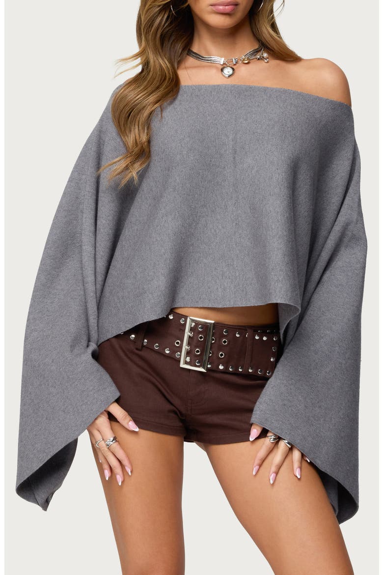 Sharla Off the Shoulder Poncho Top, Main, color, GRAY-MELANGE