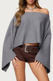 EDIKTED Sharla Off the Shoulder Poncho Top