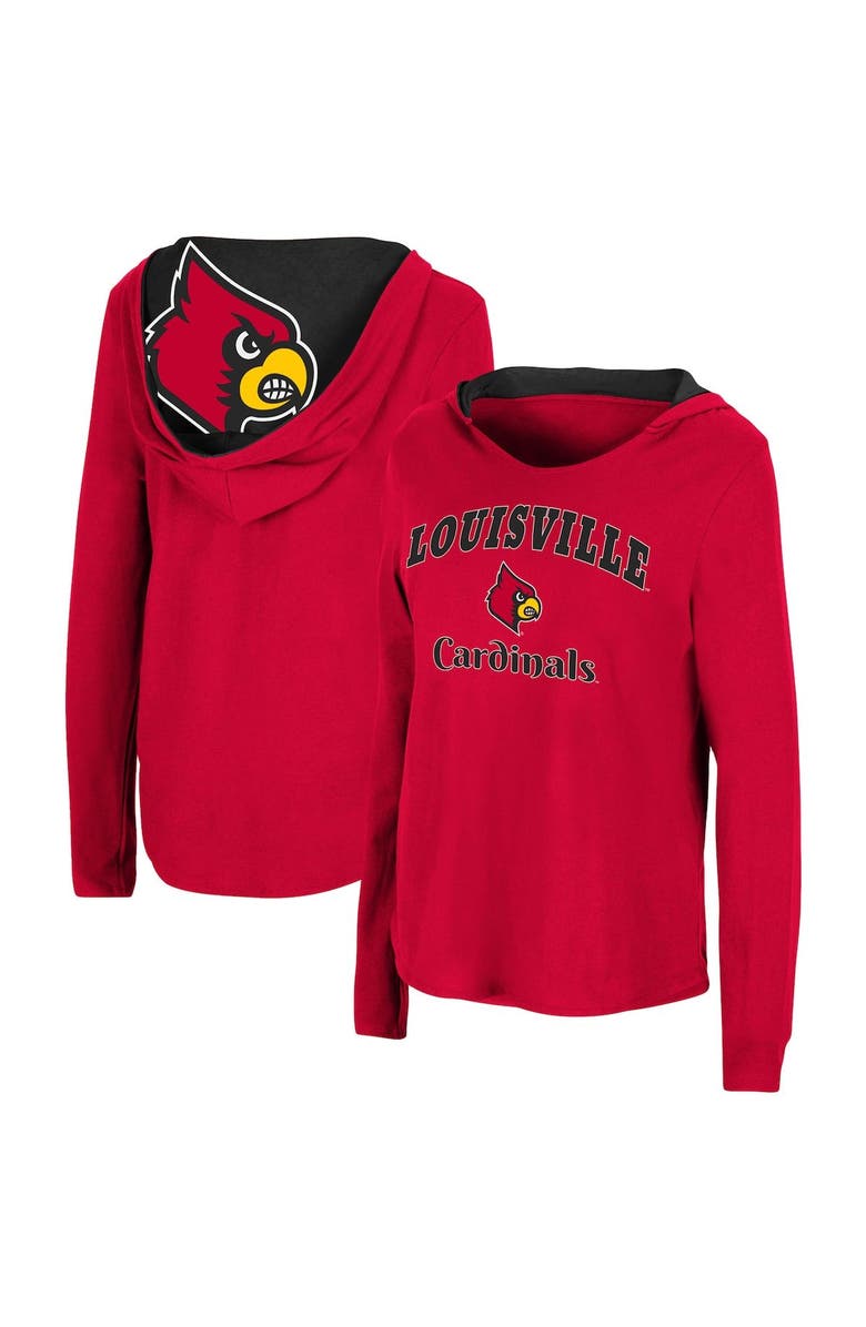 COLOSSEUM Women's Colosseum Red Louisville Cardinals Catalina Hoodie Long Sleeve T-Shirt, Main, color, Red