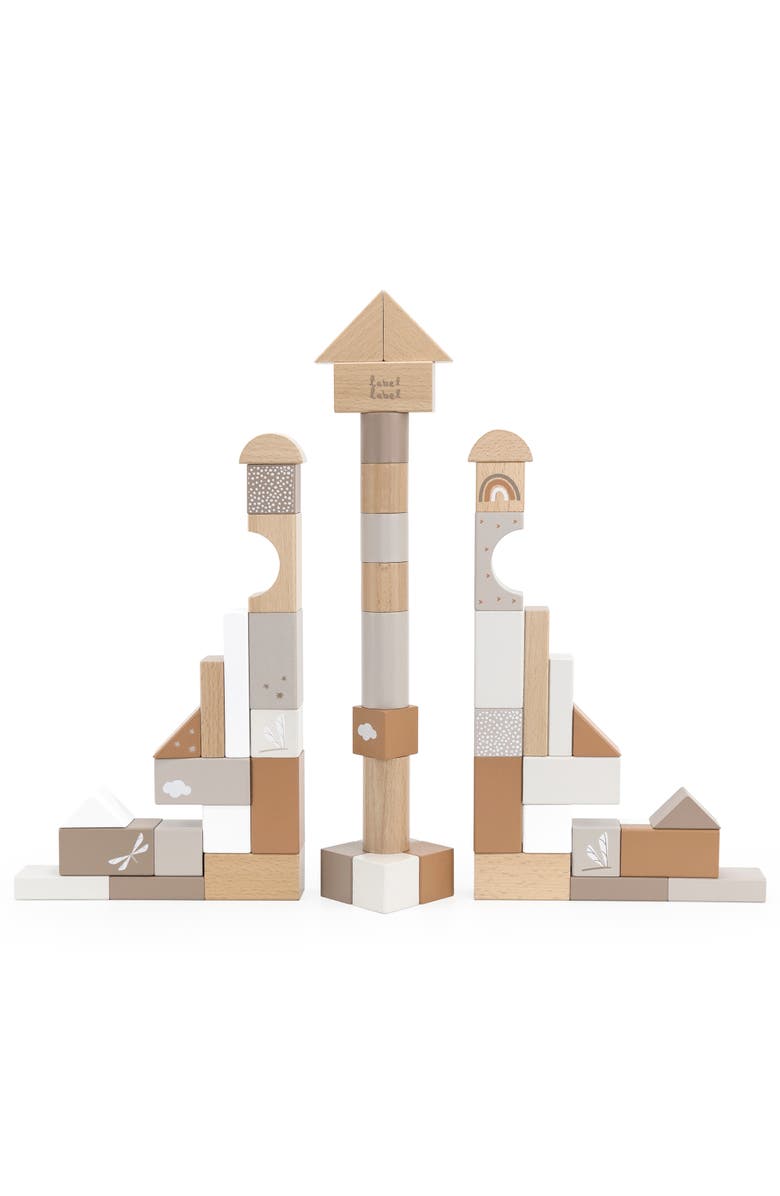 Label Label 50 Pieces Wooden Blocks Set Stacking Toy, Ages 2+, Alternate, color, Multicolored