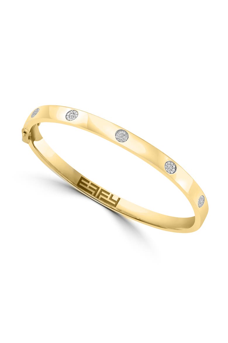 925 Gold Plated Silver Bezel Set Diamond Bangle, Main, color, 14K Gold Plate