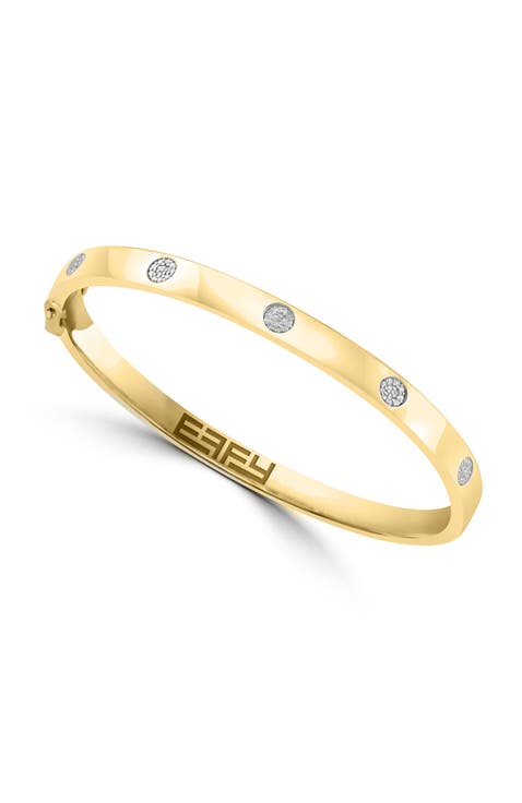 925 Gold Plated Silver Bezel Set Diamond Bangle