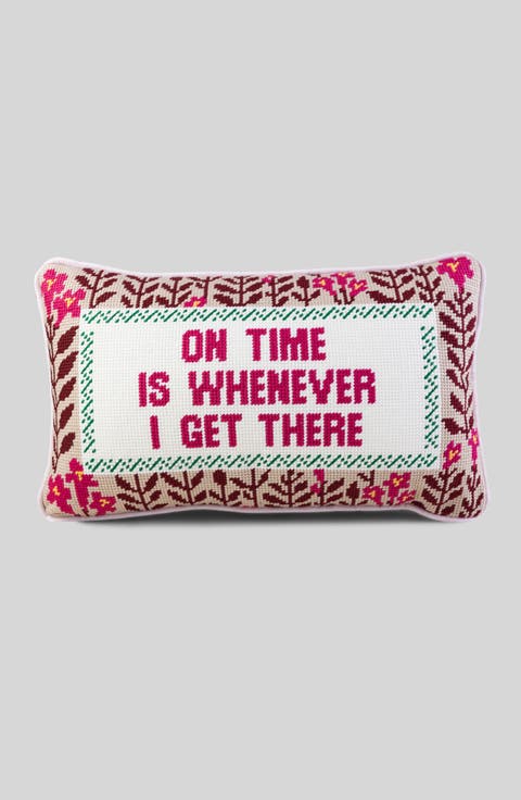 On Time Needlepoint Pillow