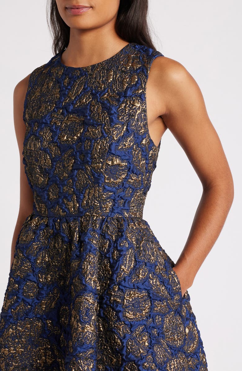 Chelsea28 Metallic Brocade Fit & Flare Cocktail Minidress, Alternate, color, 