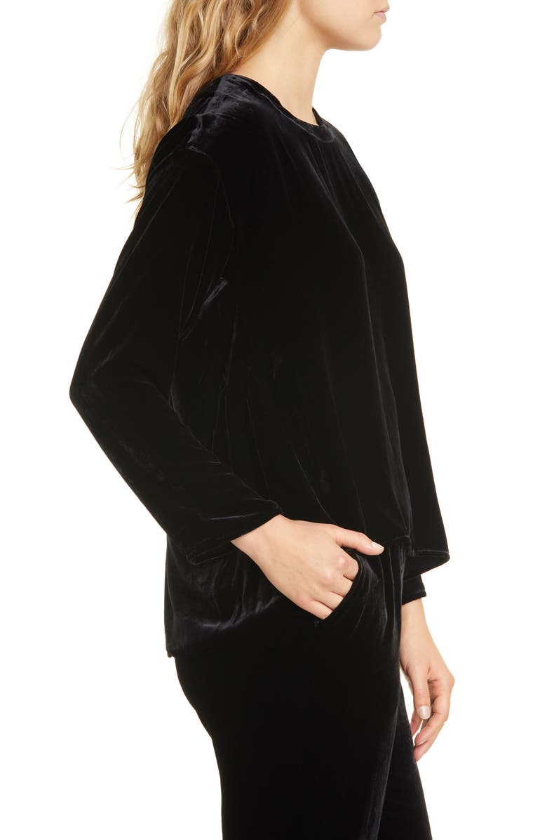Eileen Fisher Ballet Neck Velvet Box Top, Alternate, color,