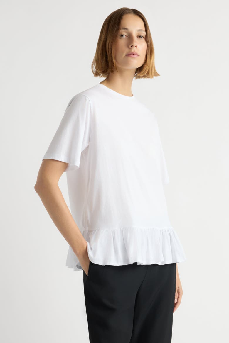 Leonie Organic Cotton Ruffled Tunic Tee, Main, color, White
