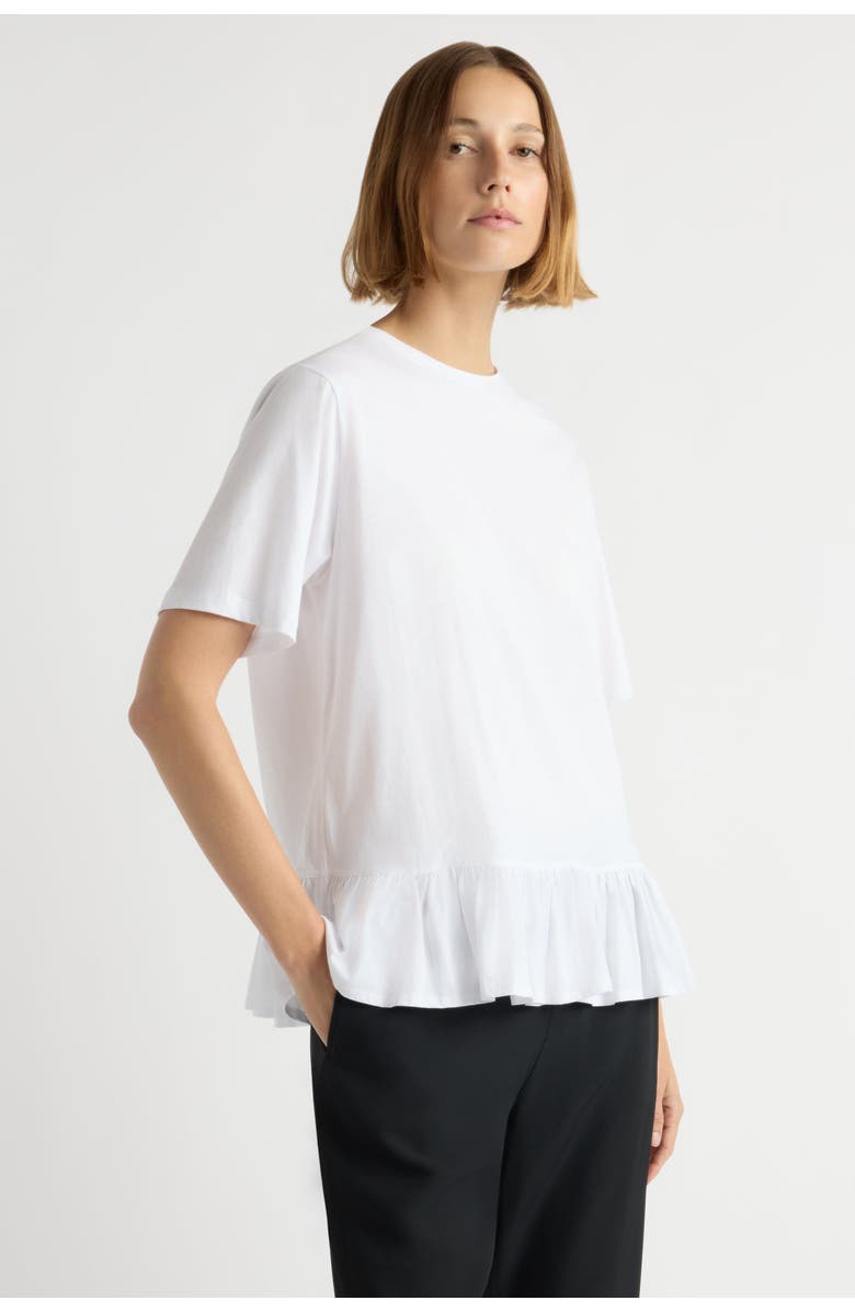 Modern Citizen Leonie Organic Cotton Ruffled Tunic Tee, Main, color, White