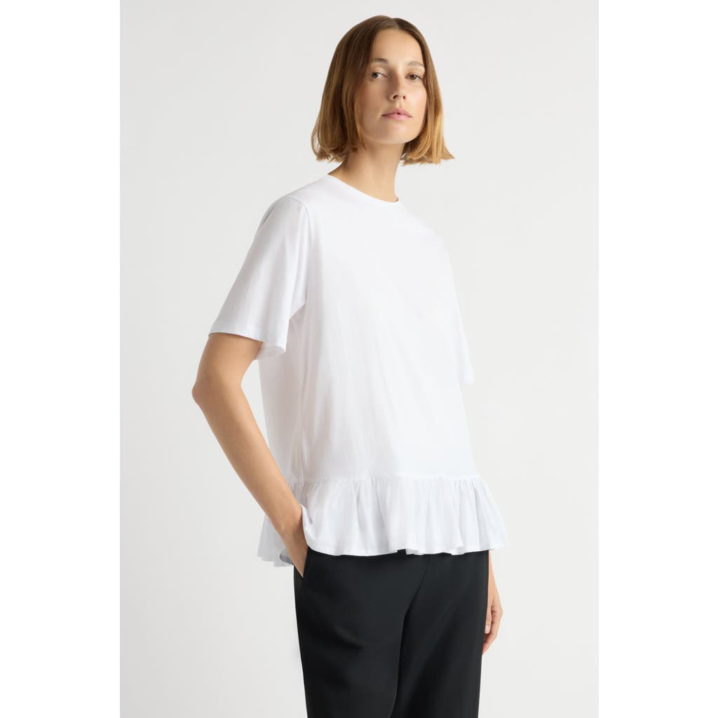 Modern Citizen Leonie Organic Cotton Ruffled Tunic Tee in White at Nordstrom, Size Small