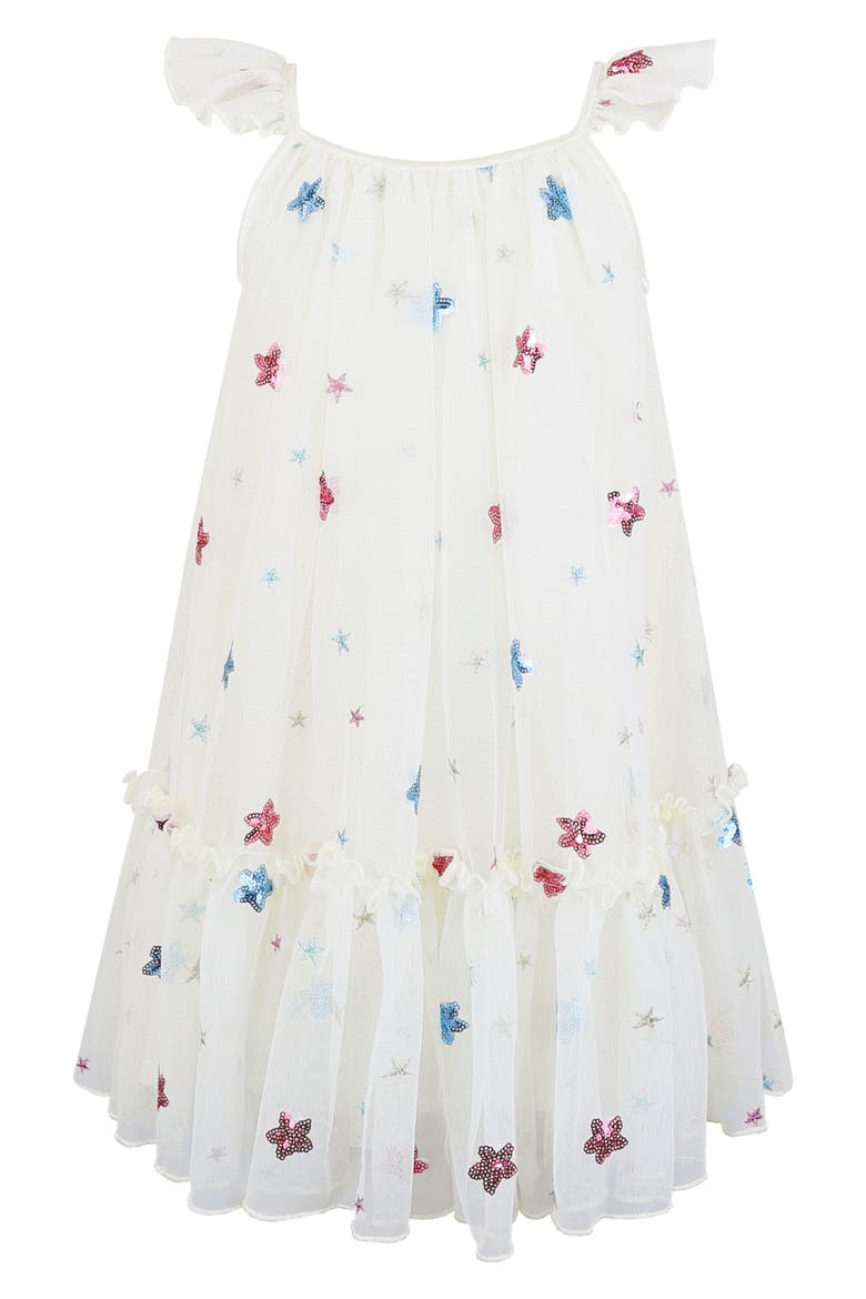 Kids' Star Sequin Mesh Party Dress, Alternate, color, IVORY