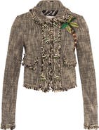 Maison Common Cotton Jacket With Palm Embroidery And Fringes