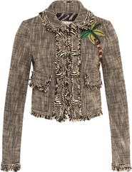 Maison Common Cotton Jacket With Palm Embroidery And Fringes