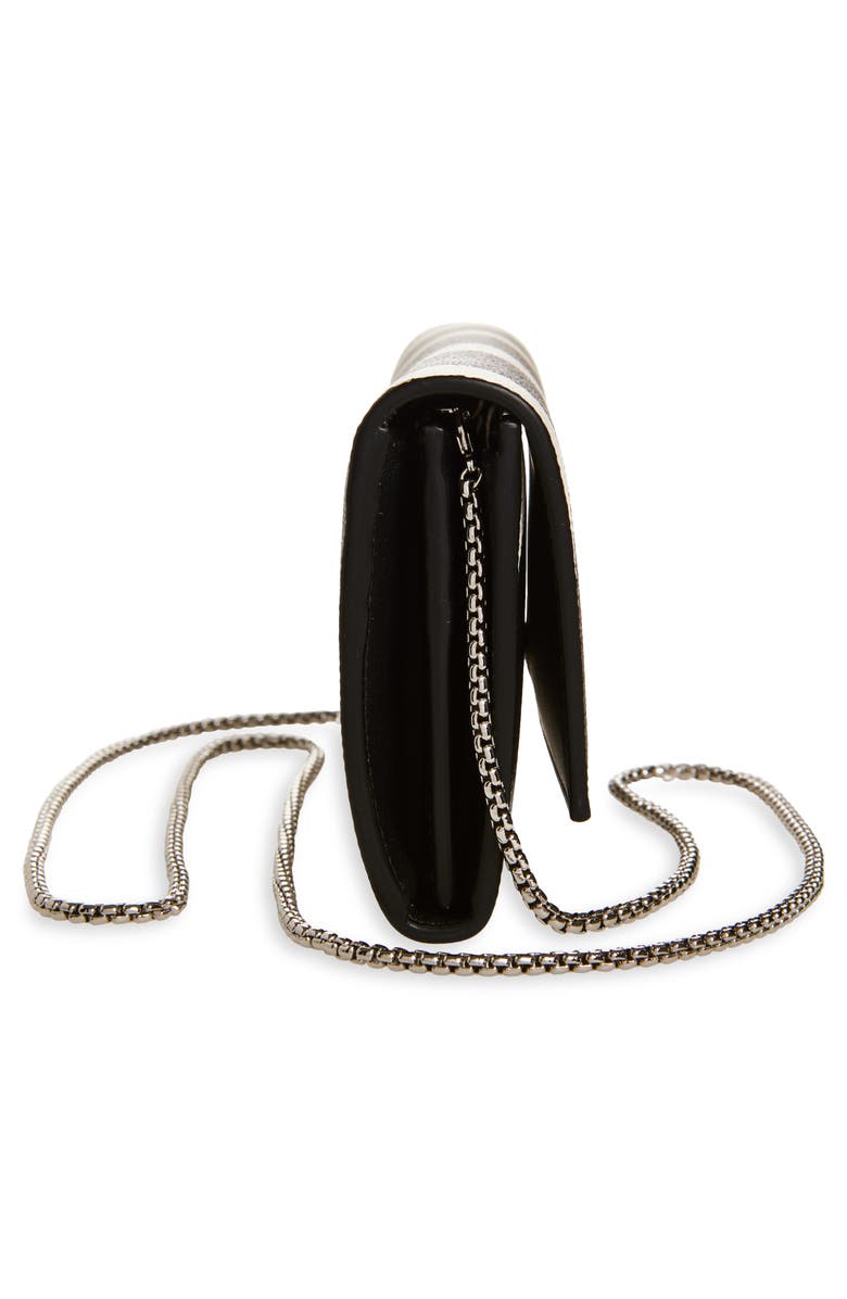 FERRAGAMO Double Gancio Stripe Leather Wallet on a Chain, Alternate, color, White Stampa Zebra Nero