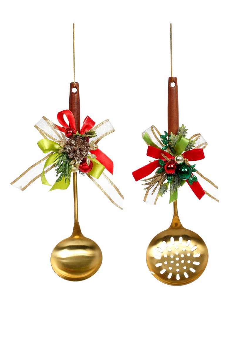 Mark Roberts Gold Spoon with Deco Ornament, Set of 2, Main, color, Gold