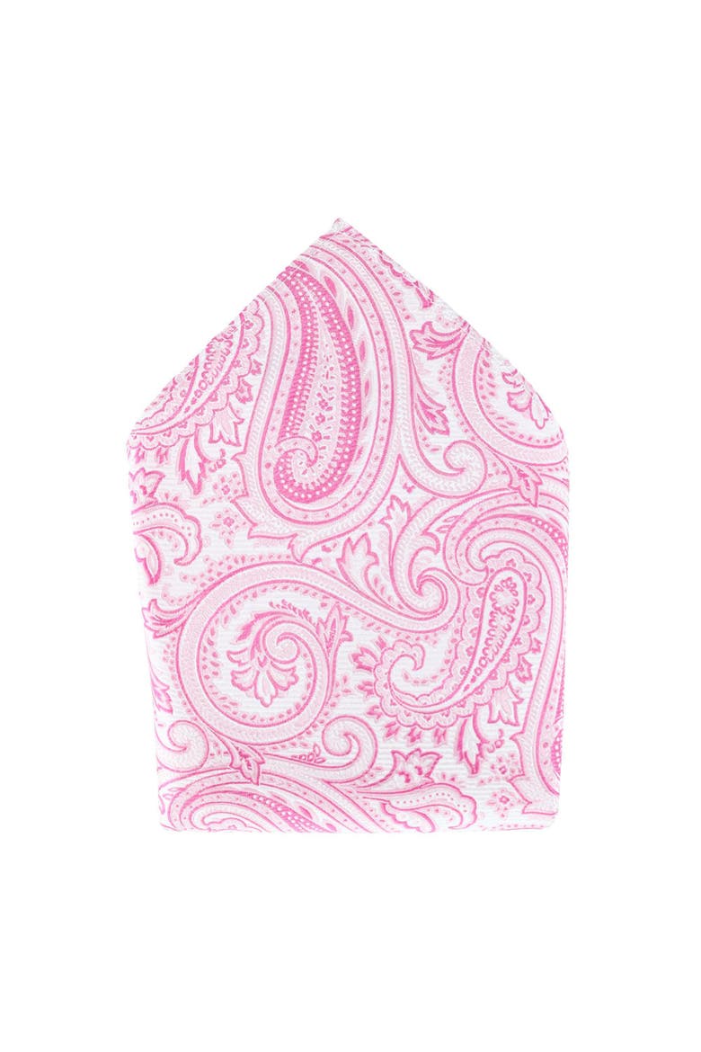Sobee Paisley Silk Pocket Square, Main, color, Pink