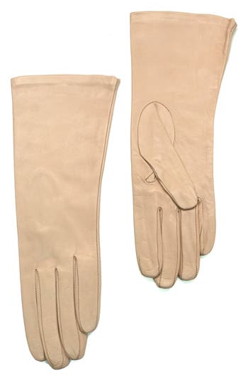 Portolano Silk Lined Leather Gloves In Neutral