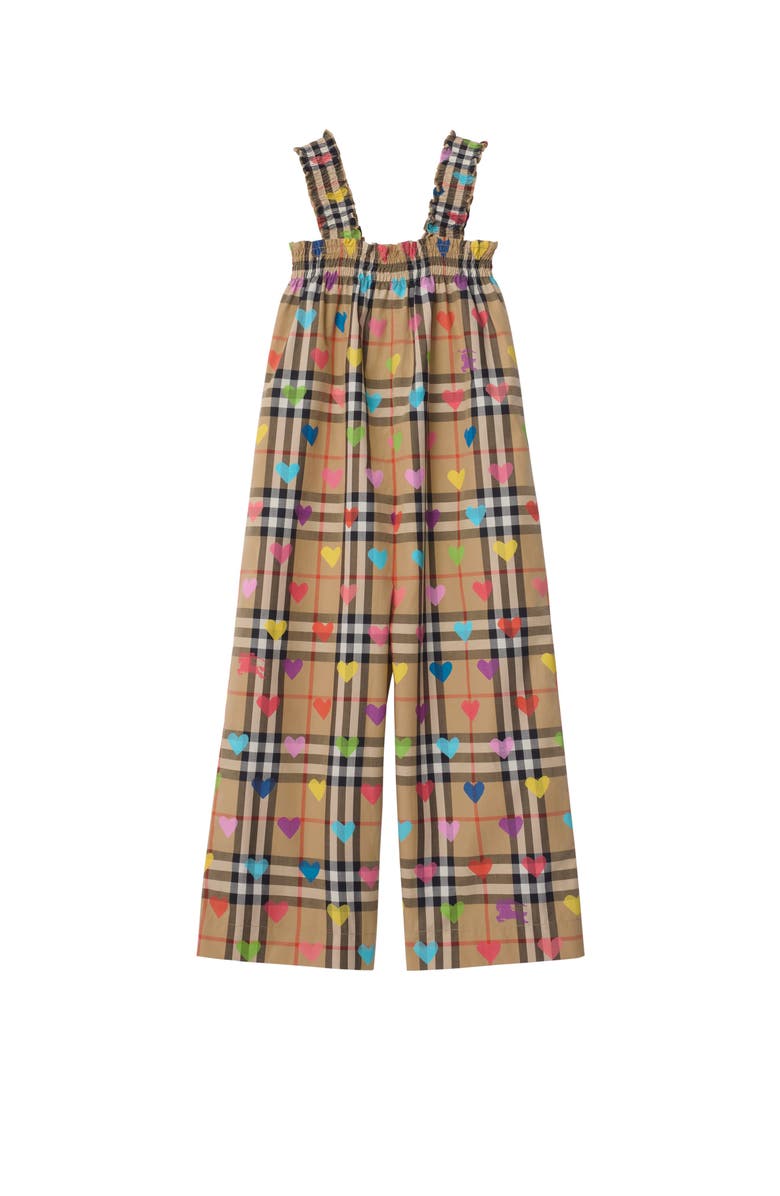 Burberry Heart Check Cotton Jumpsuit, Main, color, Sand Beige