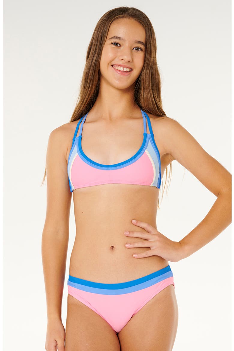 Kids' Surf Revival Two-Piece Swimsuit, Main, color, BRIGHT PINK