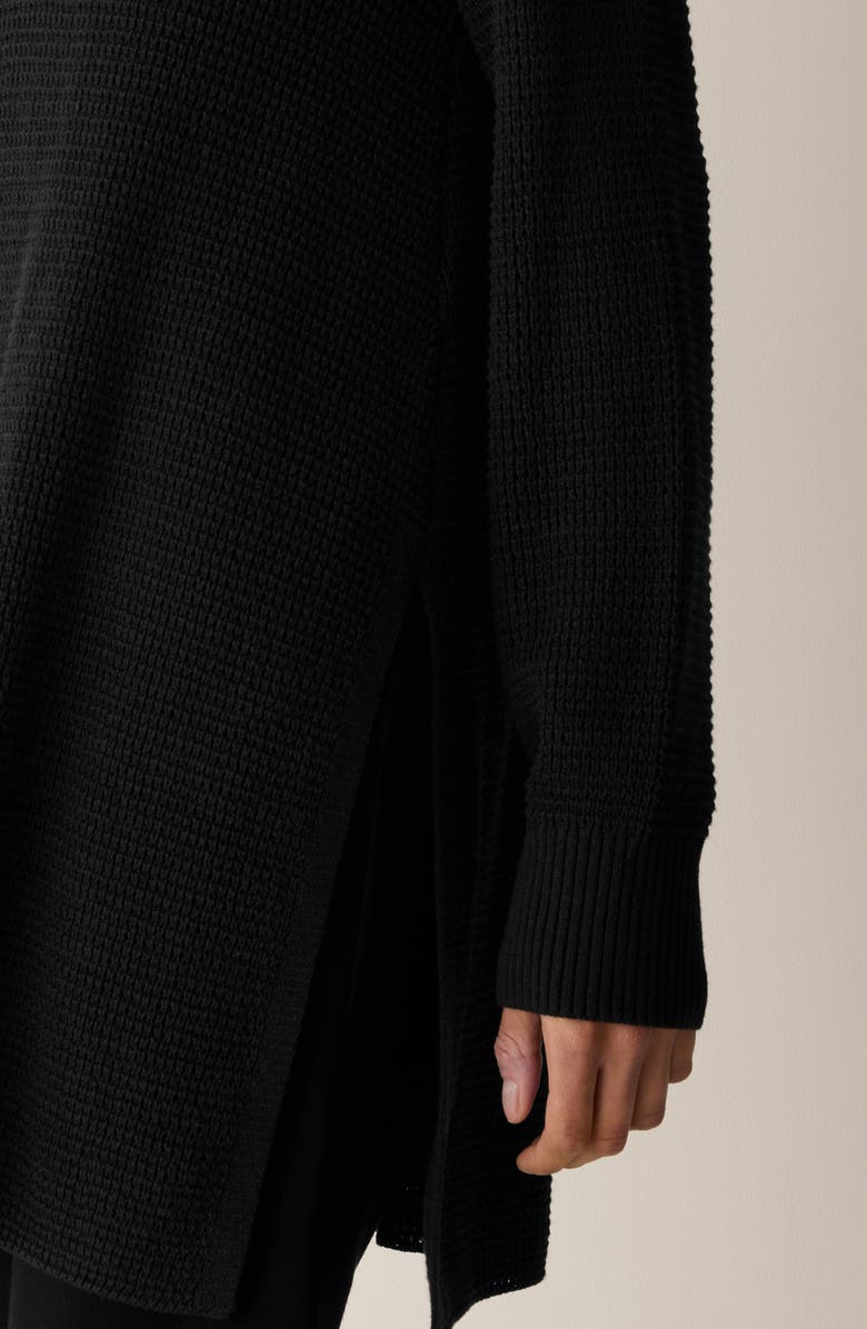 Eileen Fisher Organic Cotton Blend Scoop Neck Tunic Sweater, Alternate, color, Black