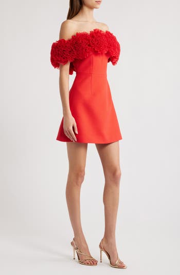 Sonya Moda Nahla Rosette Off the Shoulder Cocktail Minidress