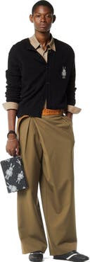 MCM Wristlet Standing Pouch w/ Chain Strap in Rabot Visetos