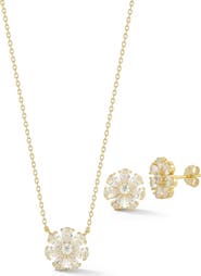 GLAZE JEWELRY Cubic Zirconia Pendant Necklace & Stud Earrings Set