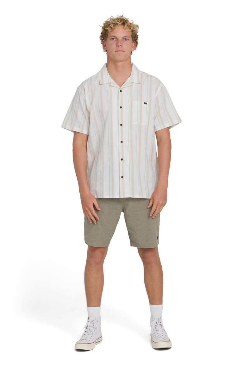 Victoria Vacay Linen Blend Camp Shirt, Alternate, color, WHITE SAND